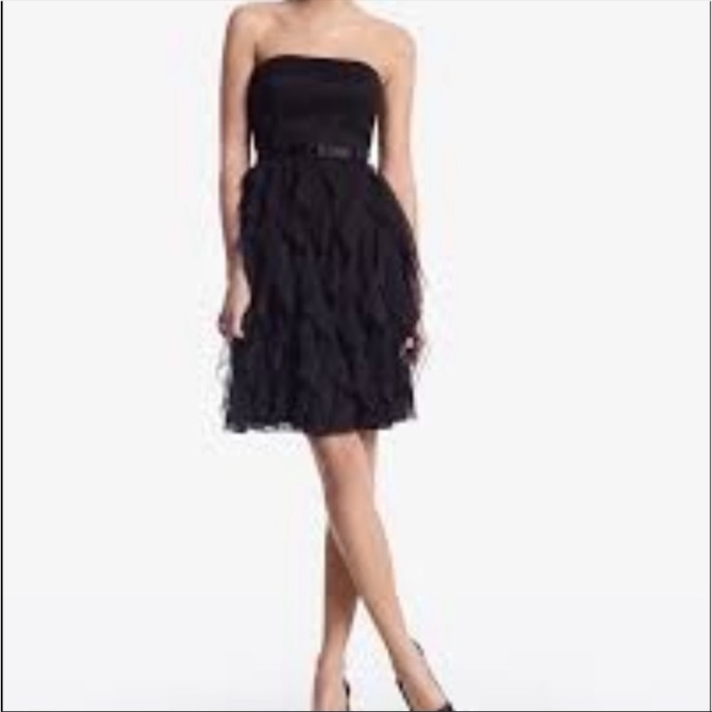 WHBM LBD strapless cocktail dress, ruffled skirt